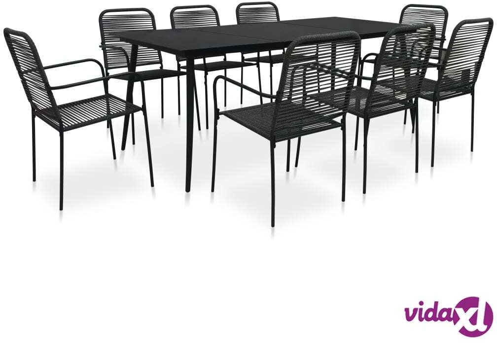 vidaXL 9-osainen ulkoruokailuryhmä puuvillaköysi ja teräs musta vidaXL 9-osainen ulkoruokailuryhmä puuvillaköysi ja teräs musta