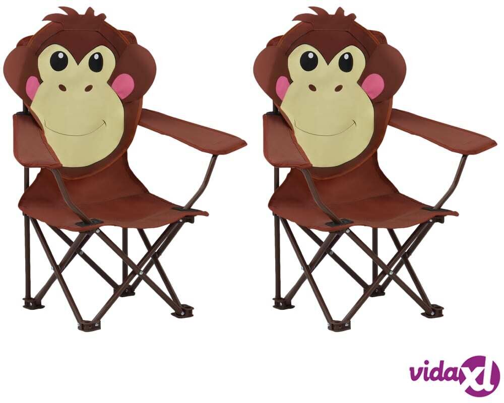 vidaXL Lasten puutarhatuolit 2 kpl ruskea kangas vidaXL Lasten puutarhatuolit 2 kpl ruskea kangas