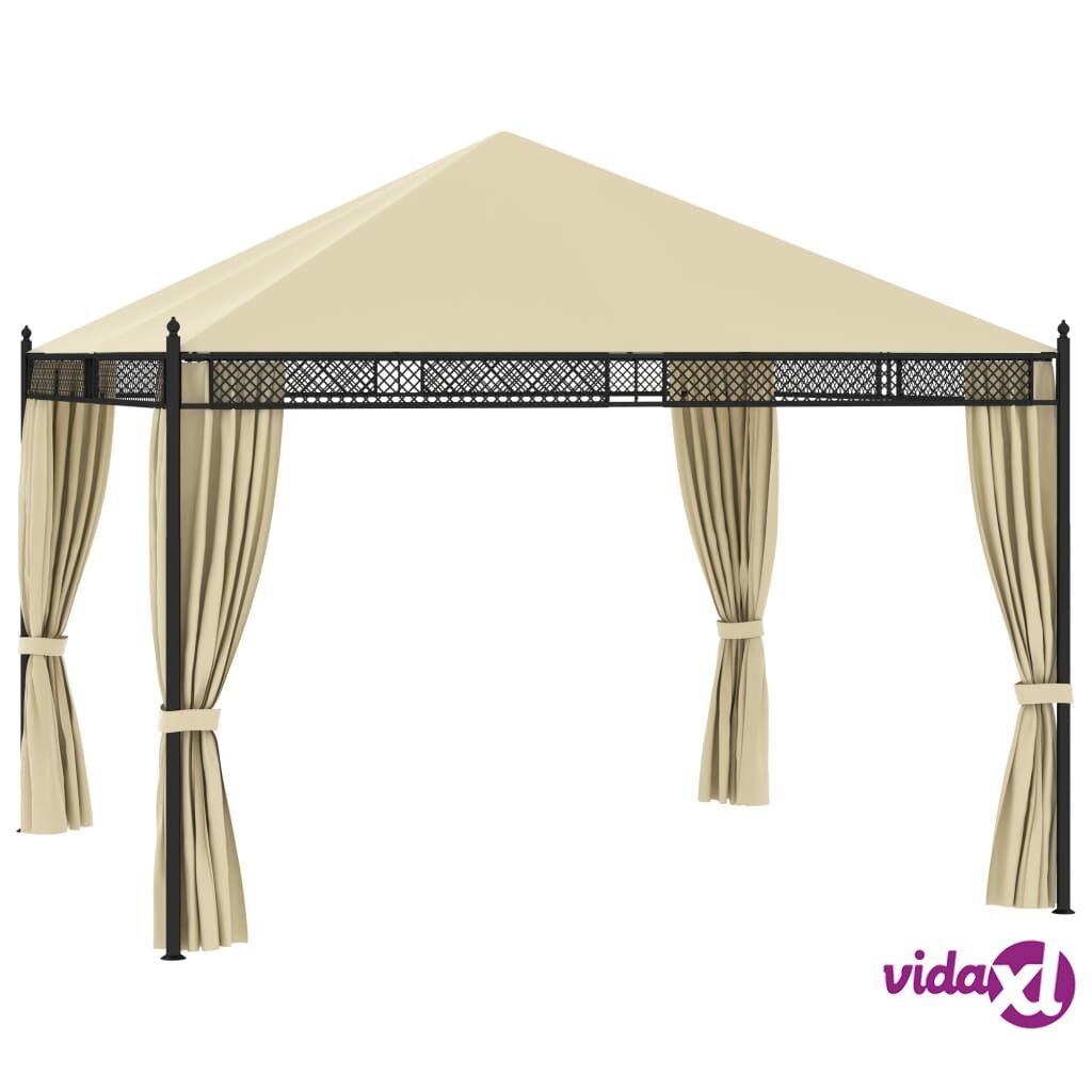 vidaXL Huvimaja verhoilla 3,5x3,5x3,1 m kerma polyrottinki 140 g/m² vidaXL Huvimaja verhoilla 3,5x3,5x3,1 m kerma polyrottinki 140 g/m²