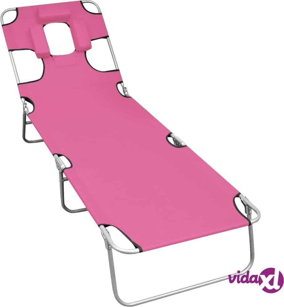 vidaXL Kokoontaitettava aurinkotuoli päätuella teräs magenta pinkki vidaXL Kokoontaitettava aurinkotuoli päätuella teräs magenta pinkki