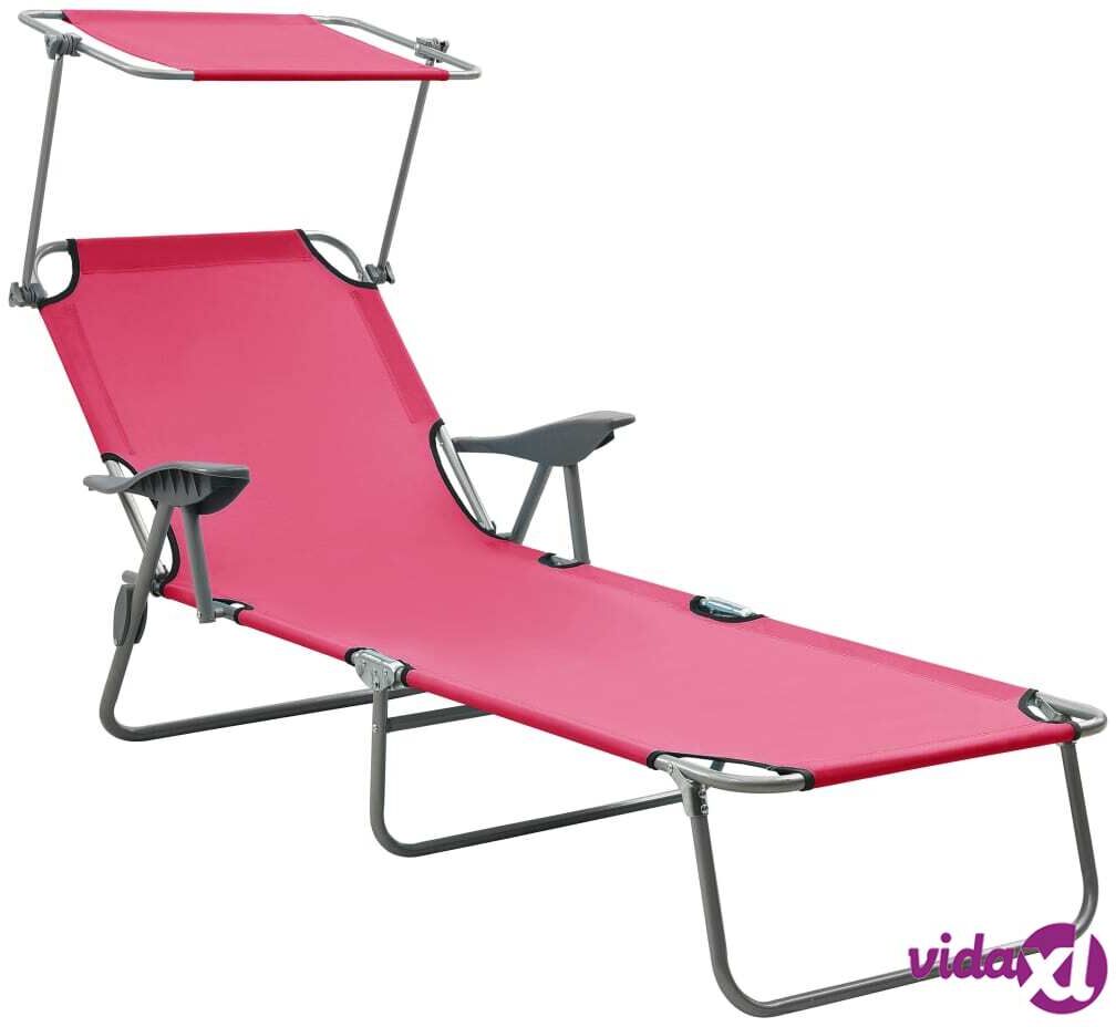 vidaXL Aurinkotuoli katoksella teräs vaaleanpunainen vidaXL Aurinkotuoli katoksella teräs vaaleanpunainen