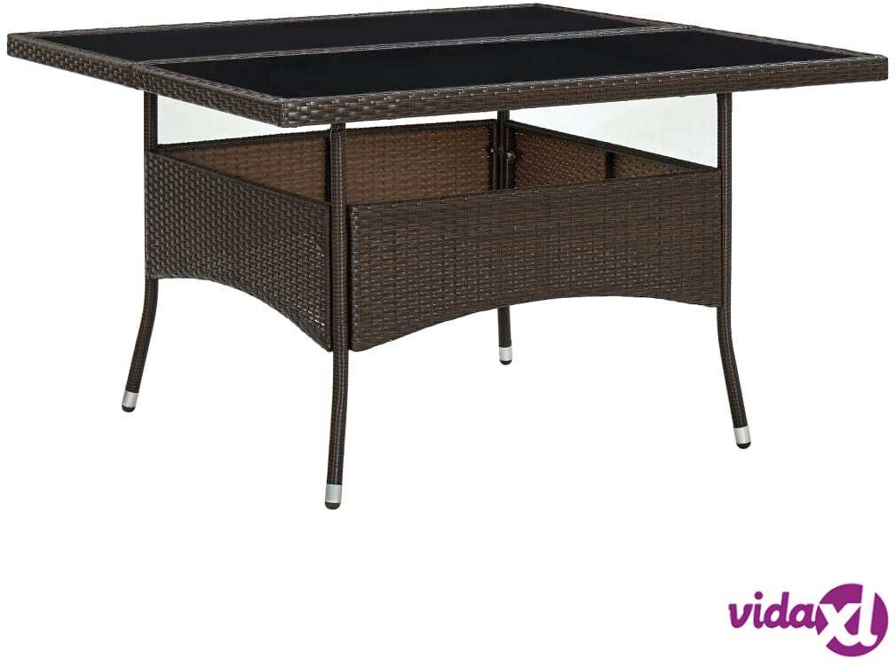 vidaXL Ulkoruokapöytä ruskea polyrottinki ja lasi vidaXL Ulkoruokapöytä ruskea polyrottinki ja lasi
