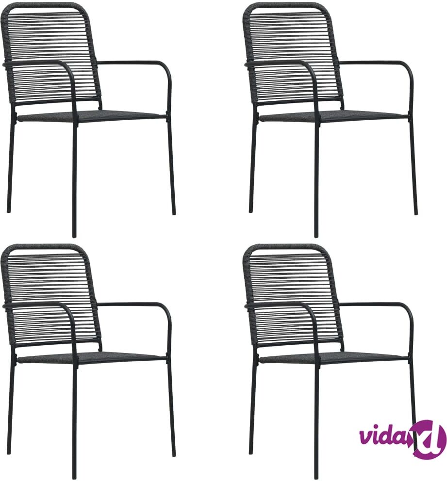 vidaXL Puutarhatuolit 4 kpl puuvillaköysi ja teräs musta vidaXL Puutarhatuolit 4 kpl puuvillaköysi ja teräs musta