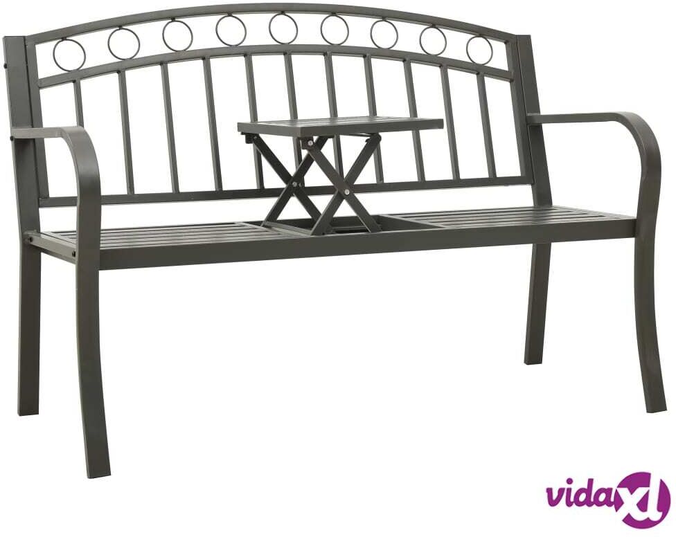 vidaXL Puutarhapenkki pöydällä 125 cm teräs harmaa vidaXL Puutarhapenkki pöydällä 125 cm teräs harmaa
