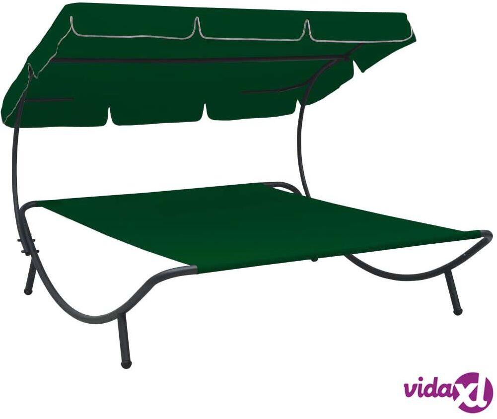 vidaXL Aurinkovuode katoksella vihreä vidaXL Aurinkovuode katoksella vihreä
