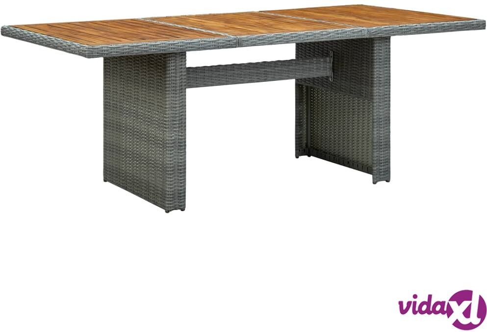 vidaXL Puutarhapöytä vaaleanharmaa polyrottinki ja täysi akaasiapuu vidaXL Puutarhapöytä vaaleanharmaa polyrottinki ja täysi akaasiapuu