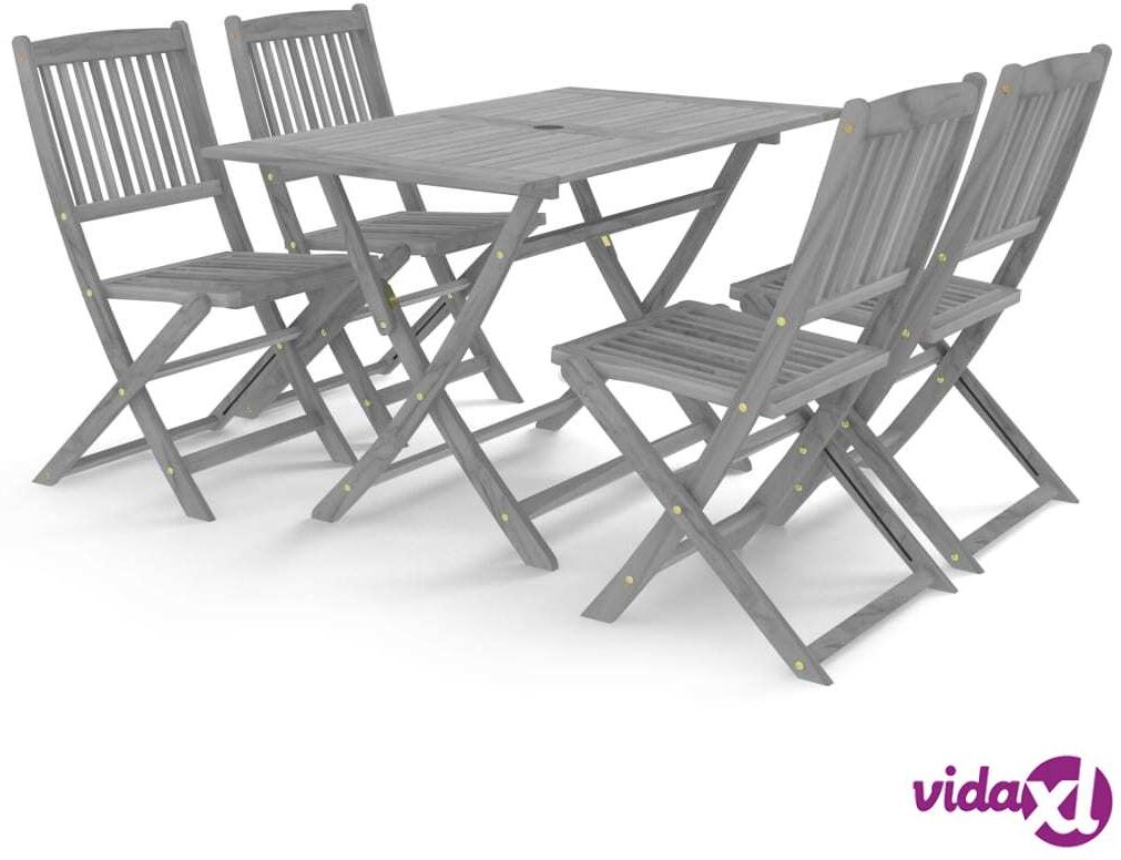 vidaXL 5-osainen ulkoruokailuryhmä täysi akaasiapuu harmaa vidaXL 5-osainen ulkoruokailuryhmä täysi akaasiapuu harmaa