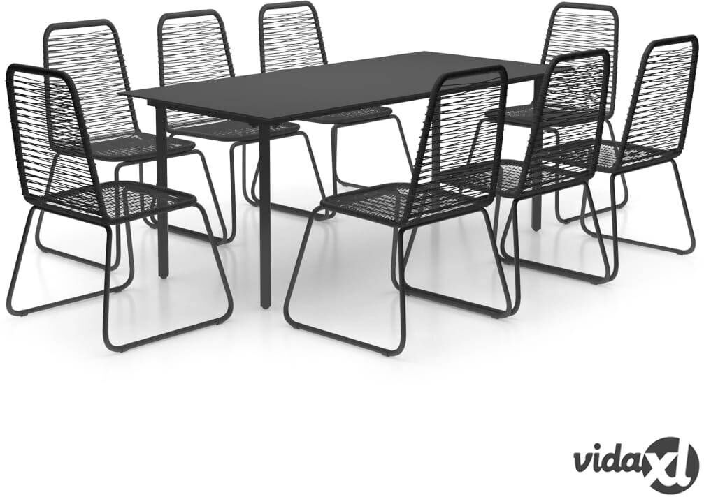 vidaXL 9-osainen Ruokailuryhmä PVC rottinki musta vidaXL 9-osainen Ruokailuryhmä PVC rottinki musta