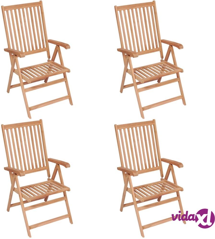 vidaXL Kallistettavat puutarhatuolit 4 kpl täysi tiikki vidaXL Kallistettavat puutarhatuolit 4 kpl täysi tiikki