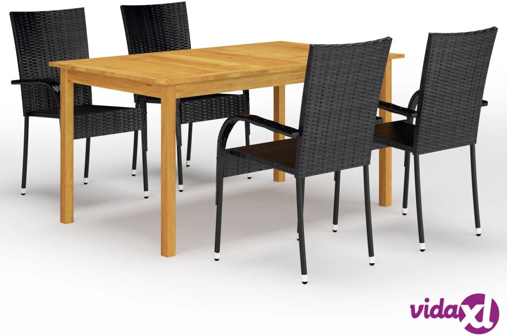 vidaXL 5-osainen ulkoruokailuryhmä musta vidaXL 5-osainen ulkoruokailuryhmä musta