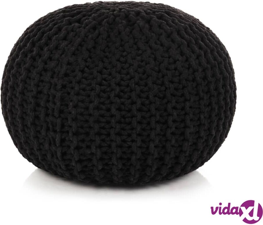 vidaXL Käsinpunottu pallorahi puuvilla 50x35 cm musta vidaXL Käsinpunottu pallorahi puuvilla 50x35 cm musta