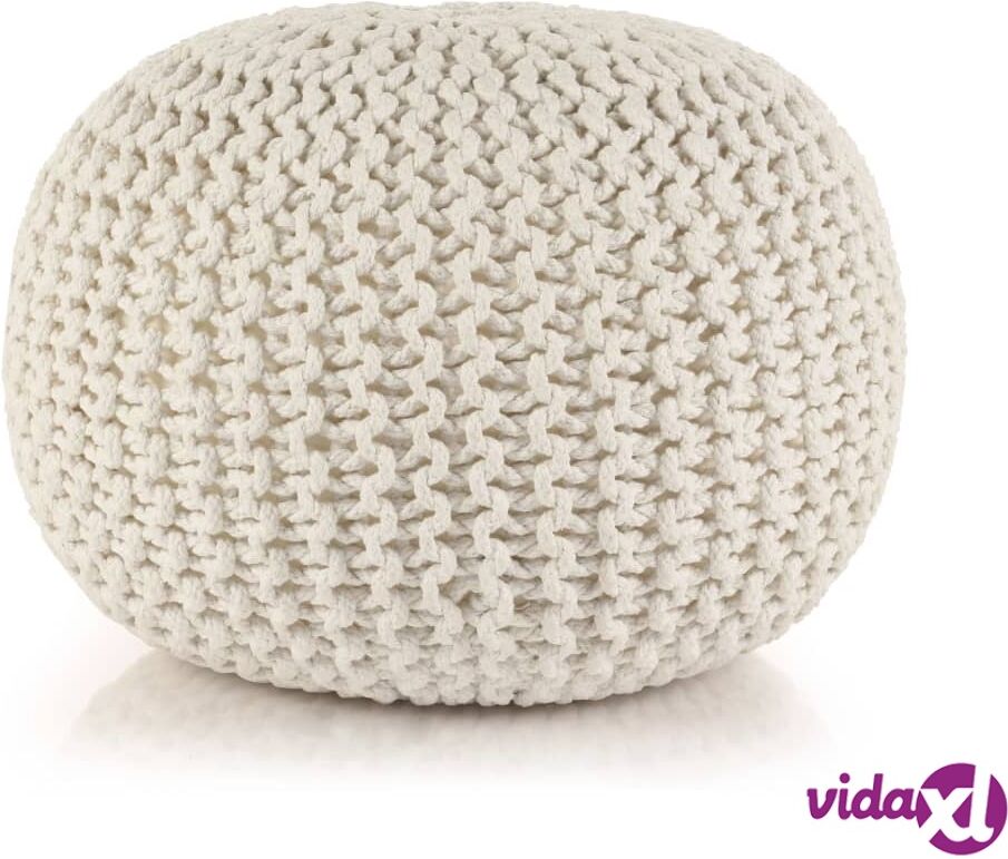 vidaXL Käsinpunottu pallorahi puuvilla 50x35 cm valkoinen vidaXL Käsinpunottu pallorahi puuvilla 50x35 cm valkoinen
