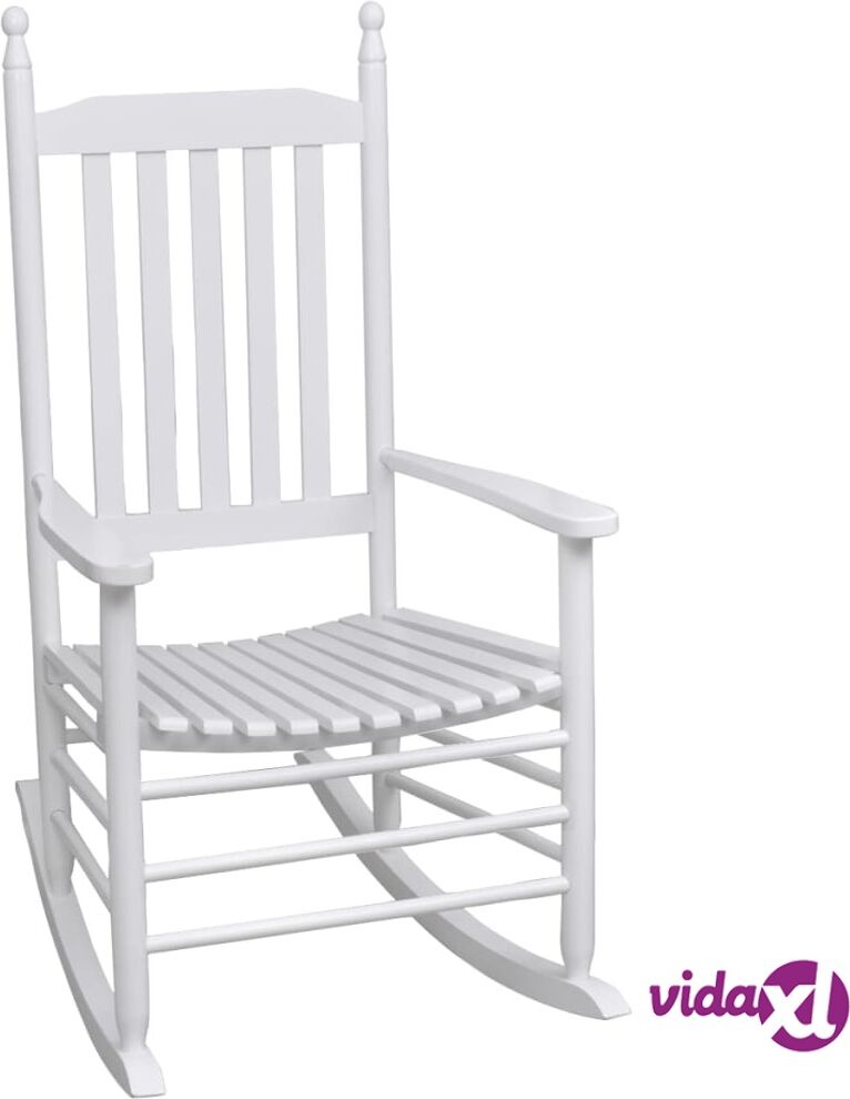 vidaXL Keinutuoli muotoillulla istuimella valkoinen puu vidaXL Keinutuoli muotoillulla istuimella valkoinen puu