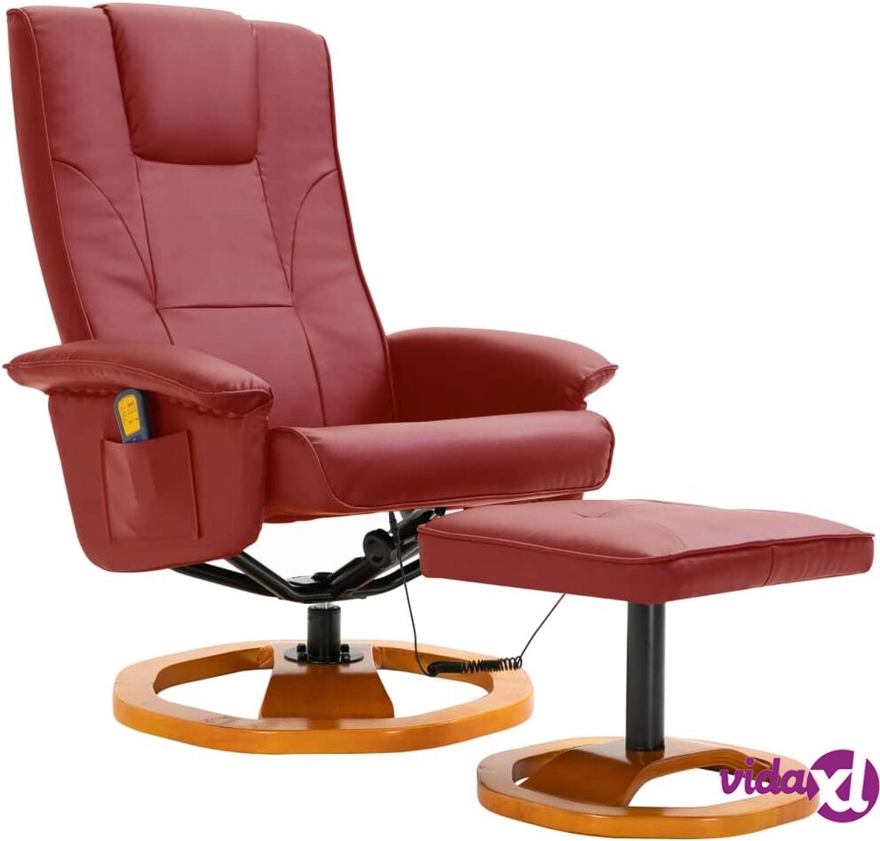 vidaXL Hierontatuoli jalkarahilla viininpunainen keinonahka vidaXL Hierontatuoli jalkarahilla viininpunainen keinonahka