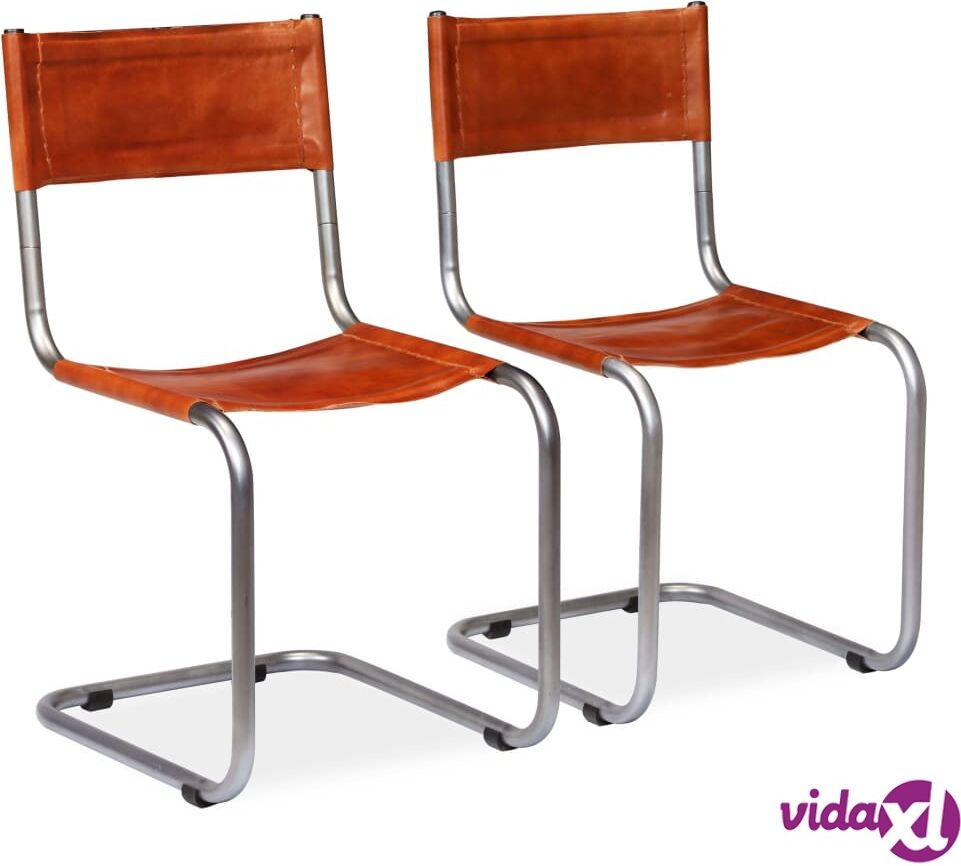 vidaXL Ruokapöydän tuolit 2 kpl ruskea aito nahka vidaXL Ruokapöydän tuolit 2 kpl ruskea aito nahka