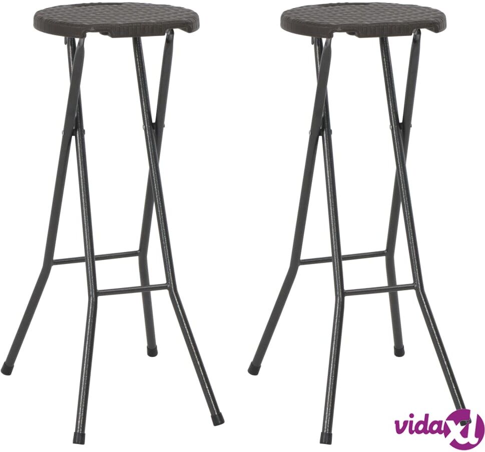 vidaXL Kokoontaitettavat baarituolit 2 kpl HDPE ja teräs ruskea vidaXL Kokoontaitettavat baarituolit 2 kpl HDPE ja teräs ruskea