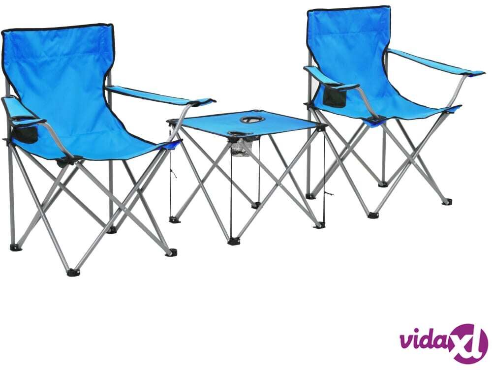 vidaXL Retkeilypöytä ja -tuoliryhmä 3 osaa sininen vidaXL Retkeilypöytä ja -tuoliryhmä 3 osaa sininen