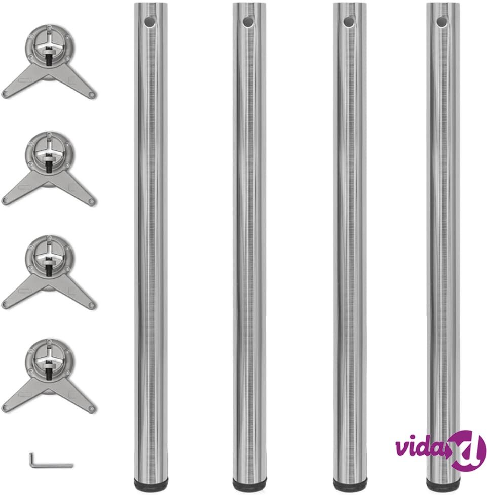 vidaXL 4 Korkeussäädettävää Pöydän Jalkaa Harjattu Nikkeli 870 mm vidaXL 4 Korkeussäädettävää Pöydän Jalkaa Harjattu Nikkeli 870 mm