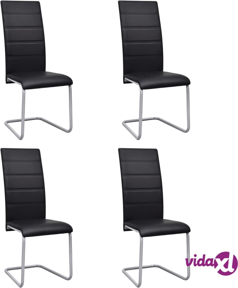 vidaXL Takajalattomat ruokapöydän tuolit 4 kpl musta keinonahka vidaXL Takajalattomat ruokapöydän tuolit 4 kpl musta keinonahka