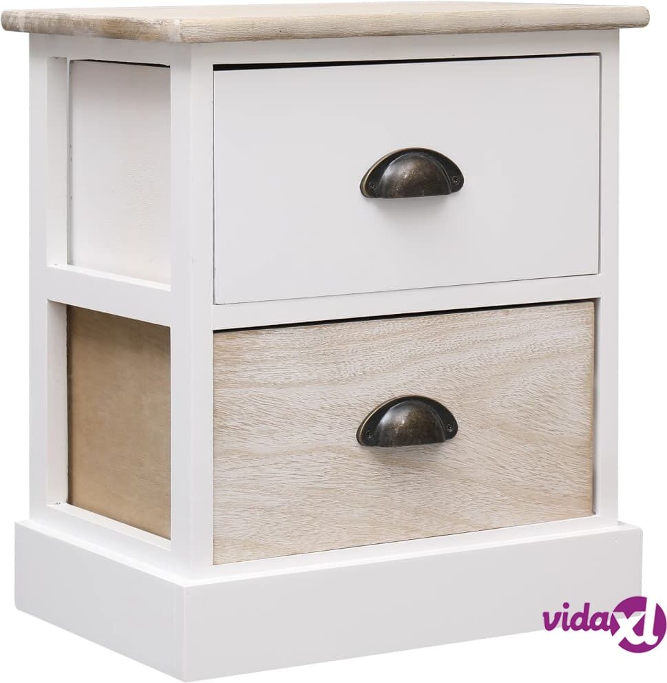 vidaXL Yöpöytä valkoinen ja luonnollinen 38x28x45 cm keisaripuu vidaXL Yöpöytä valkoinen ja luonnollinen 38x28x45 cm keisaripuu