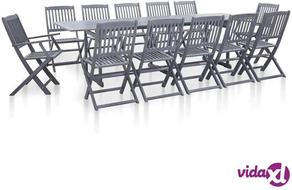 vidaXL 13-osainen ulkoruokailuryhmä täysi akaasiapuu harmaa vidaXL 13-osainen ulkoruokailuryhmä täysi akaasiapuu harmaa