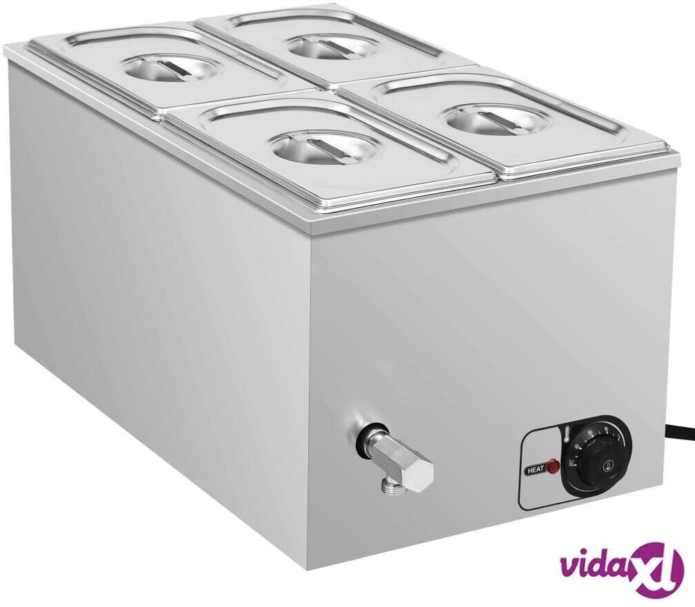 vidaXL Vesihaude ruoanlämmitin ruostumaton teräs 1500 W GN 1/4