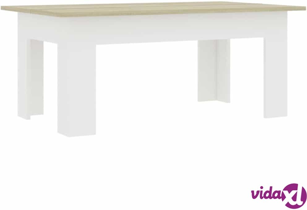 vidaXL Sohvapöytä valkoinen ja Sonoma-tammi 100x60x42 cm lastulevy vidaXL Sohvapöytä valkoinen ja Sonoma-tammi 100x60x42 cm lastulevy