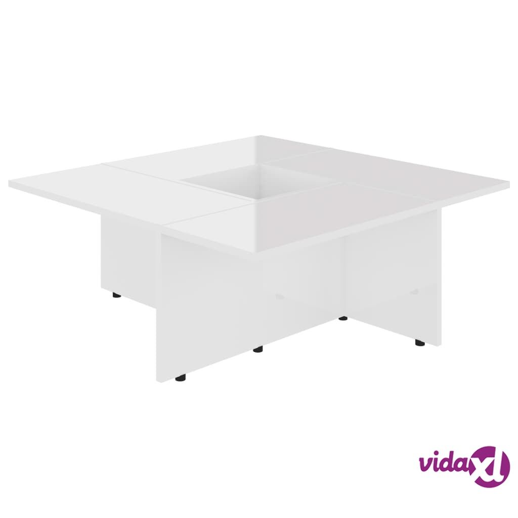 vidaXL Sohvapöytä korkeakiilto valkoinen 79,5x79,5x30 cm lastulevy