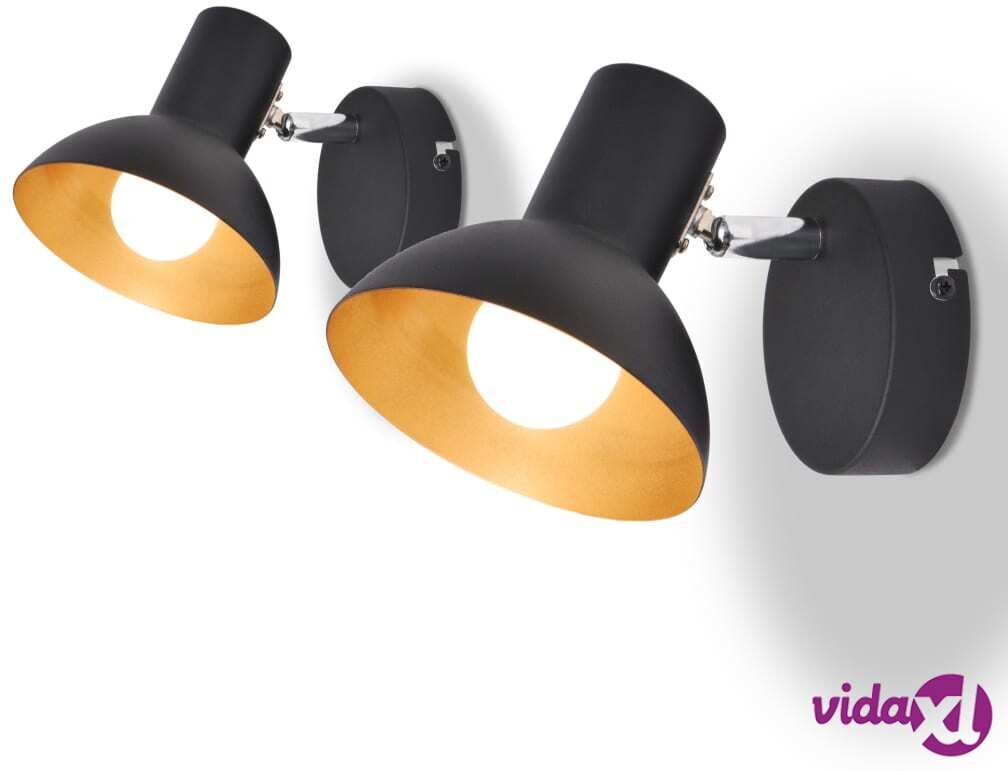 vidaXL Seinävalaisimet 2 kpl 2:lle polttimolle E27 musta ja kulta vidaXL Seinävalaisimet 2 kpl 2:lle polttimolle E27 musta ja kulta