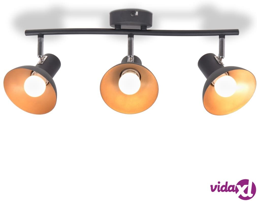 vidaXL Kattovalaisin 3 polttimoa E27 musta ja kulta vidaXL Kattovalaisin 3 polttimoa E27 musta ja kulta