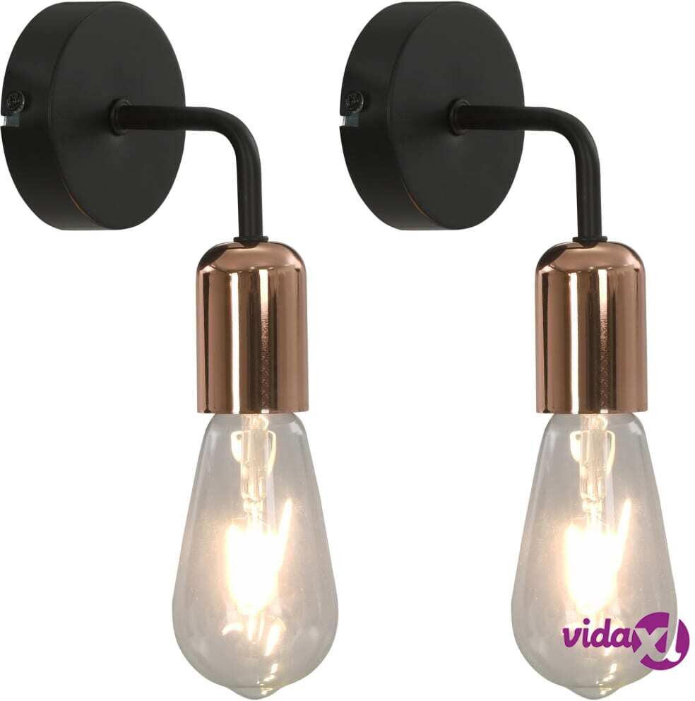 vidaXL Seinävalaisimet 2 kpl 2 W musta ja kupari E27 vidaXL Seinävalaisimet 2 kpl 2 W musta ja kupari E27