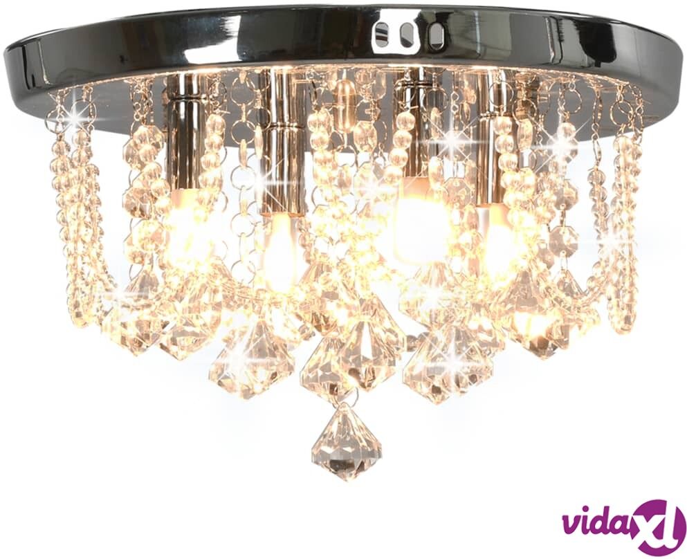 vidaXL Kattovalaisin kristallihelmillä hopea pyöreä 4 x G9 polttimoa vidaXL Kattovalaisin kristallihelmillä hopea pyöreä 4 x G9 polttimoa