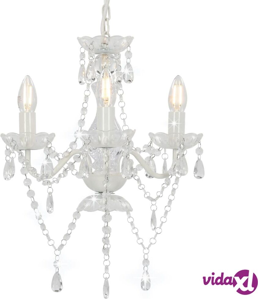 vidaXL Kattokruunu helmillä valkoinen pyöreä 3 x E14 vidaXL Kattokruunu helmillä valkoinen pyöreä 3 x E14