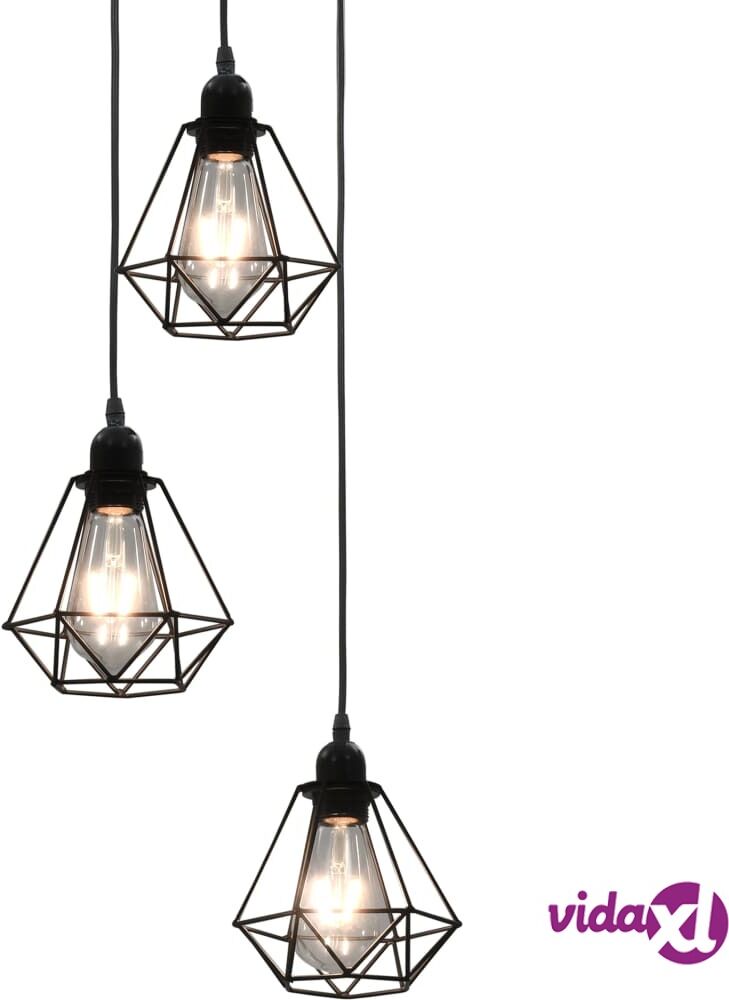 vidaXL Kattovalaisin timanttimuotoilulla musta 3 x E27 polttimoa