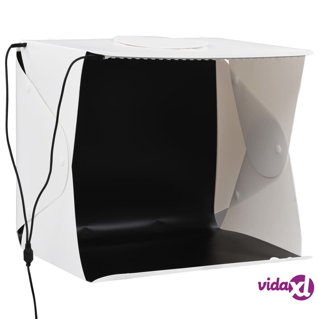 vidaXL Kokoontaittuva LED-studiovalolaatikko 40x34x37 cm muovi valk.