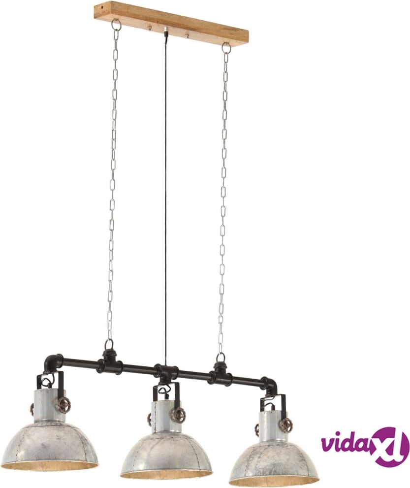 vidaXL Teollinen riippuvalaisin rauta ja täysi mangopuu hopea E27 vidaXL Teollinen riippuvalaisin rauta ja täysi mangopuu hopea E27