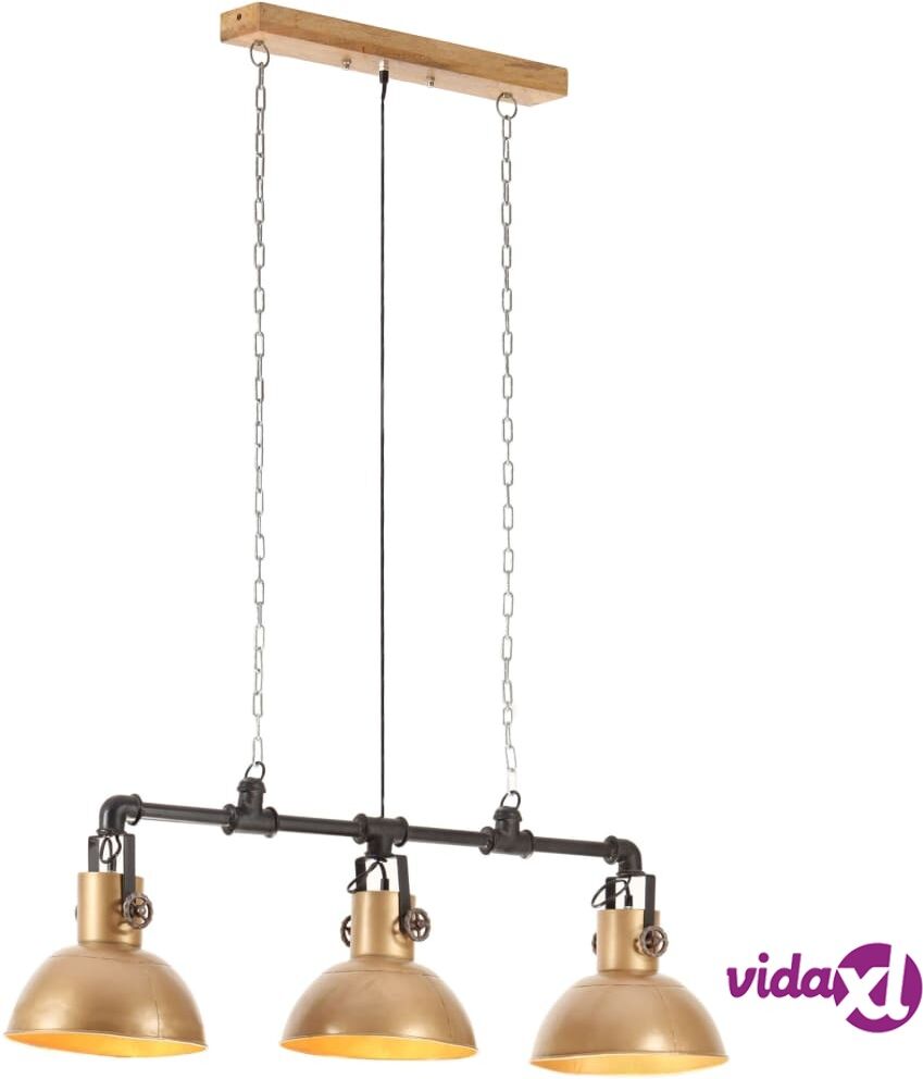 vidaXL Teollinen riippuvalaisin rauta ja täysi mangopuu messinki E27 vidaXL Teollinen riippuvalaisin rauta ja täysi mangopuu messinki E27