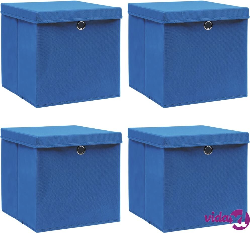 vidaXL Säilytyslaatikot kansilla 4 kpl sininen 32x32x32 cm kangas vidaXL Säilytyslaatikot kansilla 4 kpl sininen 32x32x32 cm kangas