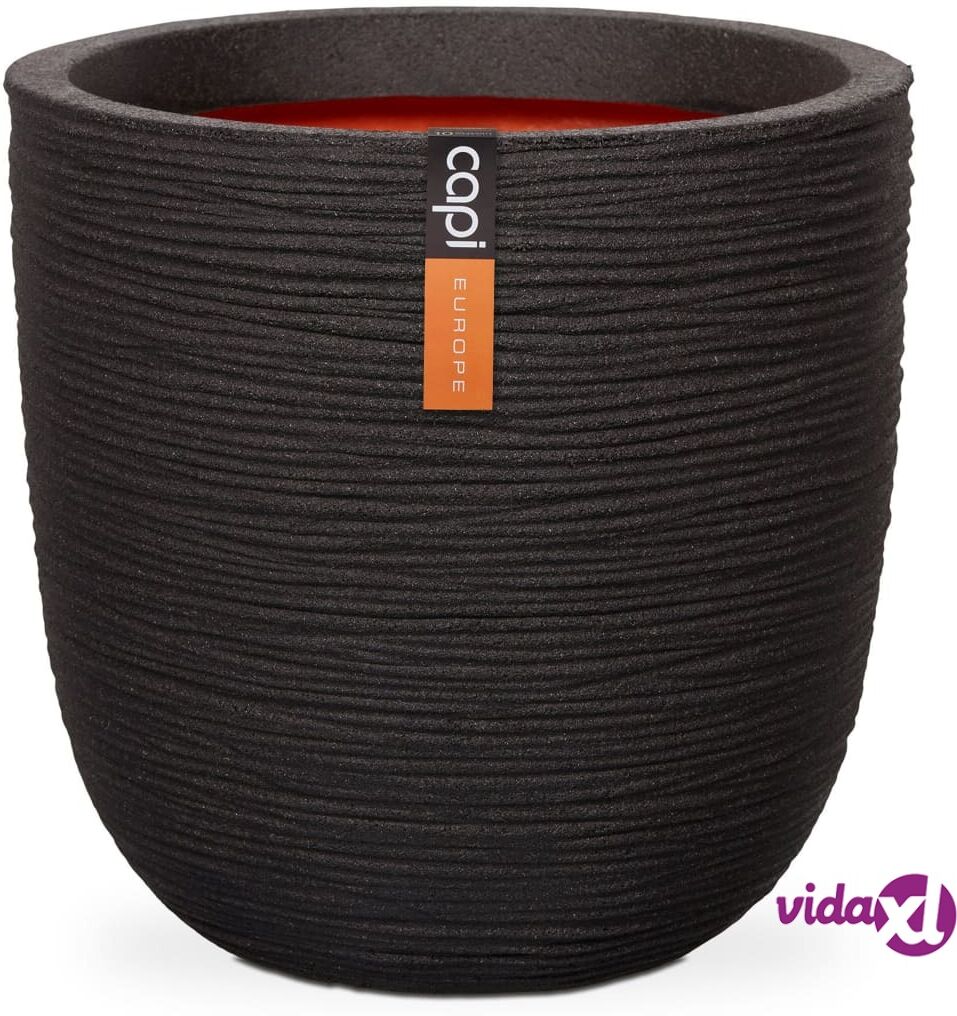 Capi Munanmuotoinen kukkalaatikko Nature Rib 35x34 cm musta KBLR932 Capi Munanmuotoinen kukkalaatikko Nature Rib 35x34 cm musta KBLR932