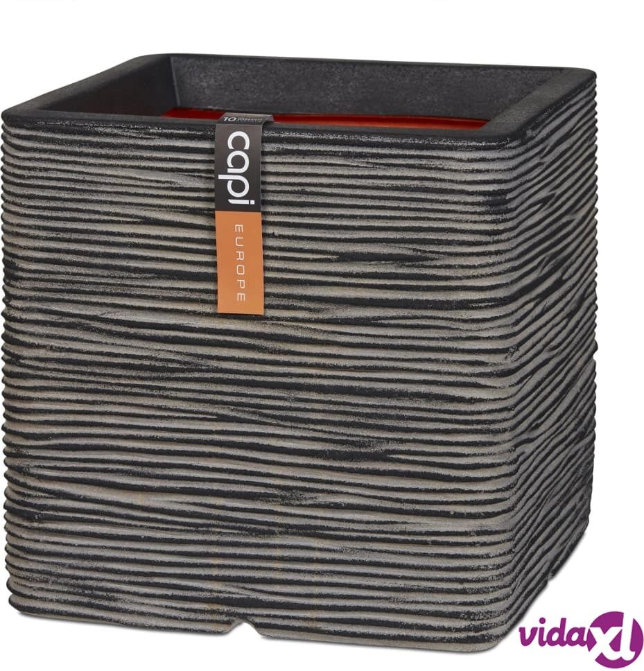 Capi Neliönmuotoinen kukkalaatikko Nature Rib 50x50 cm antrasiitti Capi Neliönmuotoinen kukkalaatikko Nature Rib 50x50 cm antrasiitti
