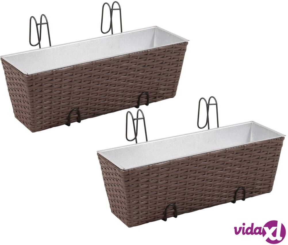 vidaXL Puolisuunnikas Parvekkeen Kukkaruukkusarja 50 cm 2 kpl Ruskea vidaXL Puolisuunnikas Parvekkeen Kukkaruukkusarja 50 cm 2 kpl Ruskea