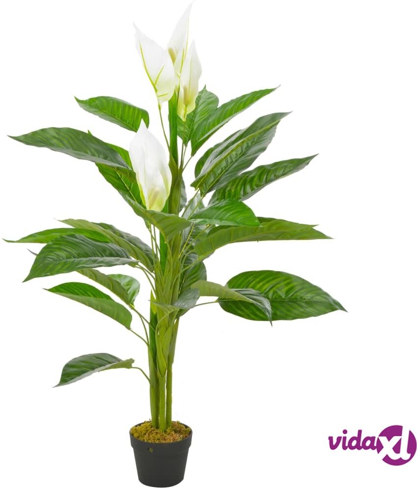 vidaXL Tekokukka ruukulla Flamingokukka valkoinen 115 cm vidaXL Tekokukka ruukulla Flamingokukka valkoinen 115 cm