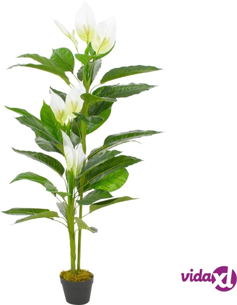 vidaXL Tekokukka ruukulla Flamingokukka valkoinen 155 cm vidaXL Tekokukka ruukulla Flamingokukka valkoinen 155 cm