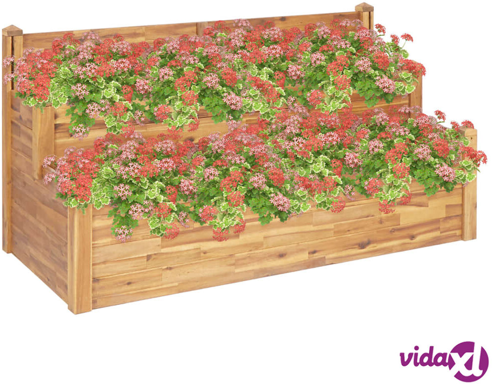 vidaXL Kukkalaatikko 2-kerroksinen 160x75x84 cm täysi akaasiapuu vidaXL Kukkalaatikko 2-kerroksinen 160x75x84 cm täysi akaasiapuu