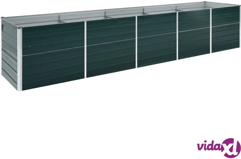 vidaXL Korotettu kukkalaatikko galv. teräs 400x80x77 cm vihreä vidaXL Korotettu kukkalaatikko galv. teräs 400x80x77 cm vihreä
