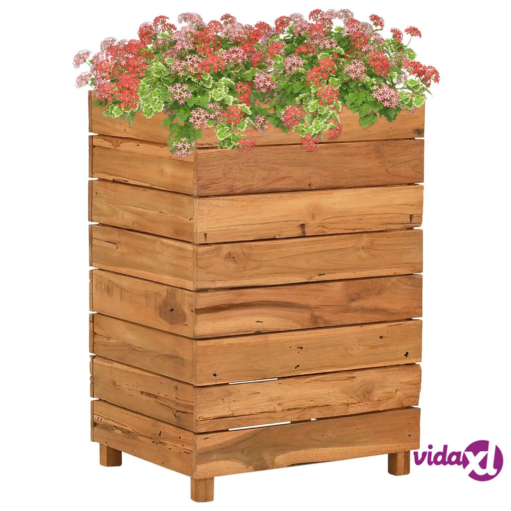 vidaXL Korotettu kukkalaatikko 50x40x72 cm kierrätetty tiikki ja teräs vidaXL Korotettu kukkalaatikko 50x40x72 cm kierrätetty tiikki ja teräs