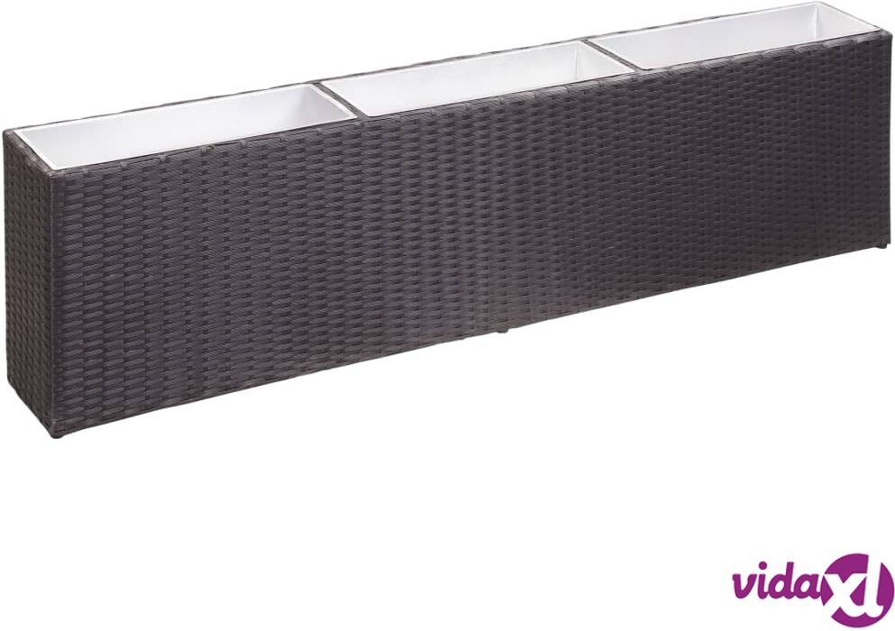 vidaXL Korotettu kukkalaatikko 3xruukku 150x20x40cm polyrottinki must. vidaXL Korotettu kukkalaatikko 3xruukku 150x20x40cm polyrottinki must.
