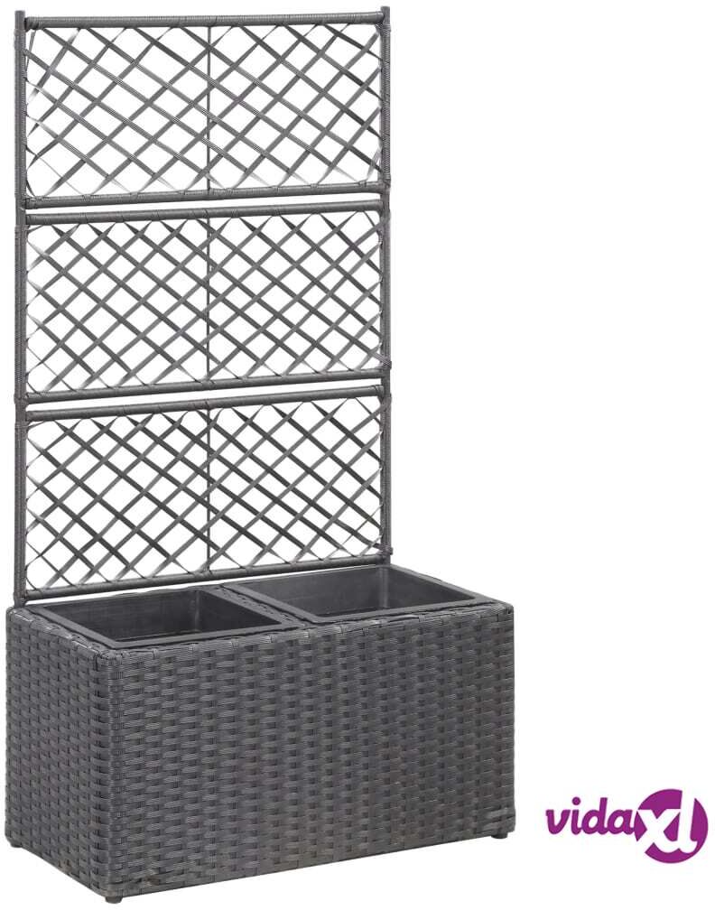 vidaXL Korotettu kukkalaatikko 2ruukkua 58x30x107cm polyrottinki musta vidaXL Korotettu kukkalaatikko 2ruukkua 58x30x107cm polyrottinki musta