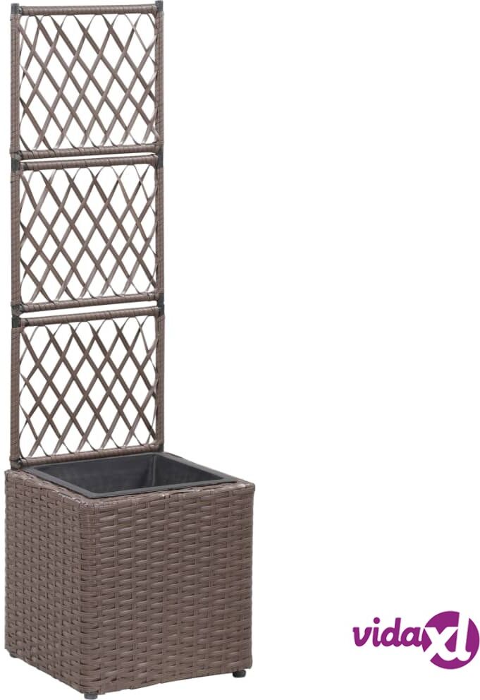 vidaXL Korotettu kukkalaatikko 1 ruukku 30x30x107cm polyrottinki rusk. vidaXL Korotettu kukkalaatikko 1 ruukku 30x30x107cm polyrottinki rusk.