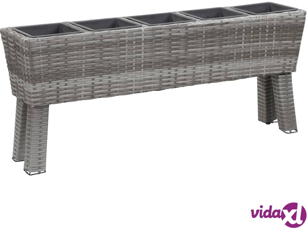 vidaXL Korotettu kukkalaatikko 5 ruukkua 118x25x50cm PE-rottinki harm. vidaXL Korotettu kukkalaatikko 5 ruukkua 118x25x50cm PE-rottinki harm.